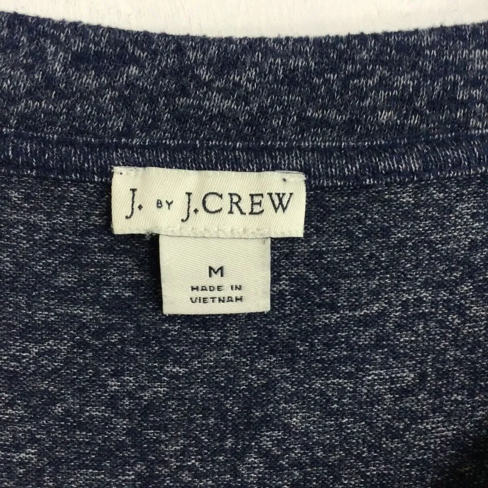 J by J. Crew Women Super Soft Side Tie Crew Neck Sweater Marled Navy Blue Size M